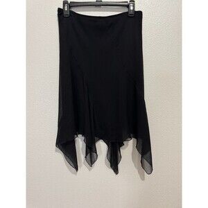 A. Beyer Vintage Y2K  Women Black Drape Goth Handkerchief Hem Skirt Medium USA